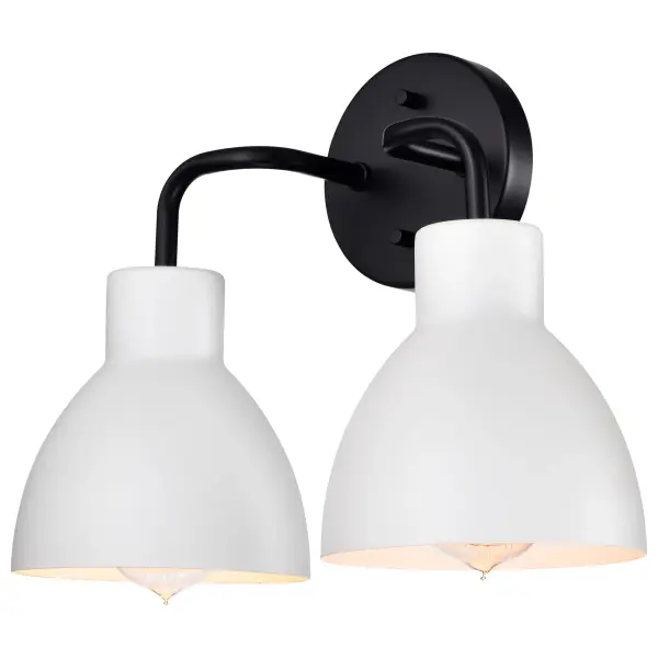 Sloan 2-Light Vanity in Matte Black with White Shade - Image 2