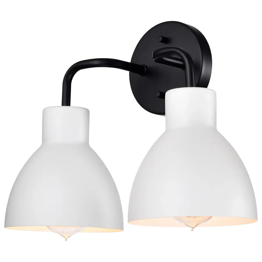 Sloan 2-Light Vanity in Matte Black with White Shade - Image 2
