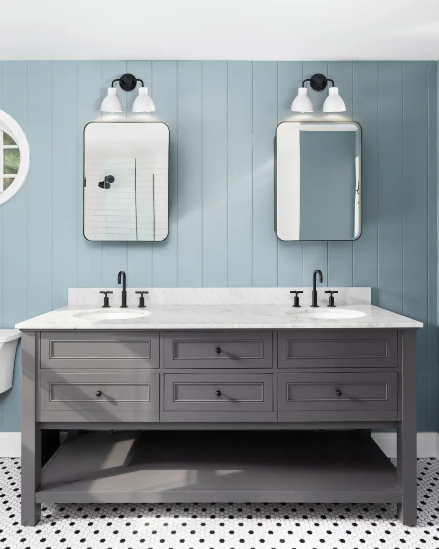 Sloan 2-Light Vanity in Matte Black with White Shade - Image 11