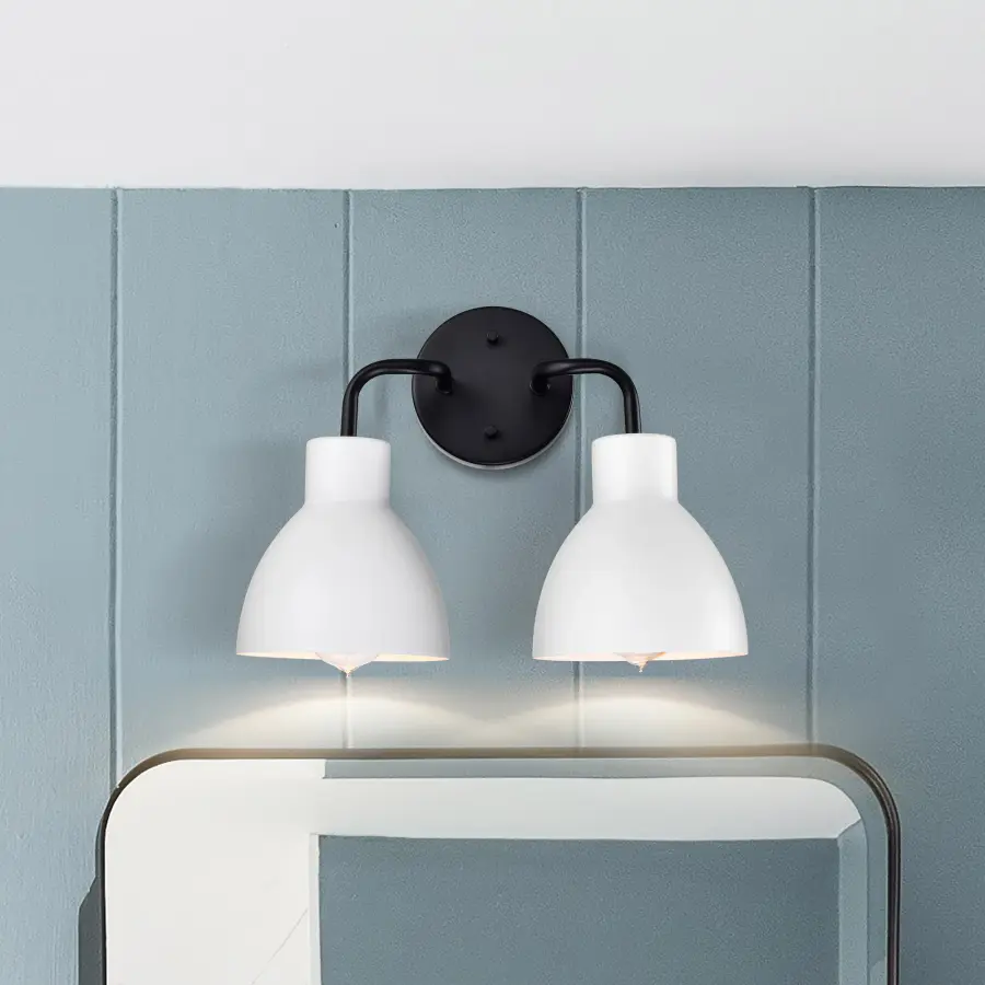 Sloan 2-Light Vanity in Matte Black with White Shade - Image 12