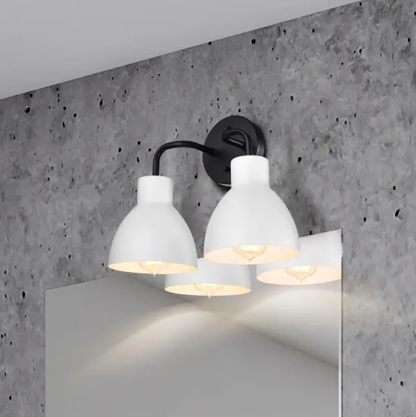 Sloan 2-Light Vanity in Matte Black with White Shade - Image 14