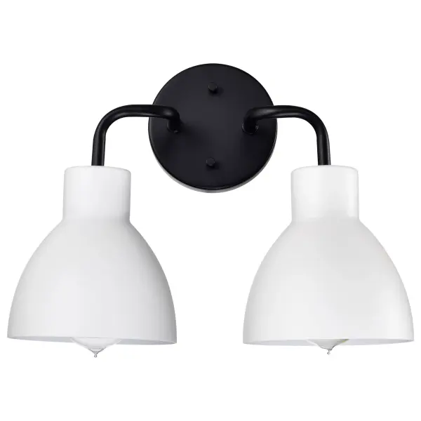 Sloan 2-Light Vanity in Matte Black with White Shade - Image 3