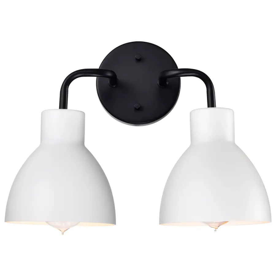 Sloan 2-Light Vanity in Matte Black with White Shade - Image 4
