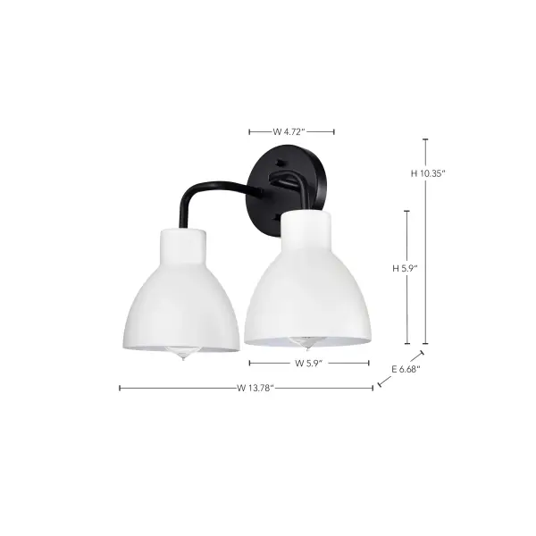 Sloan 2-Light Vanity in Matte Black with White Shade - Image 10