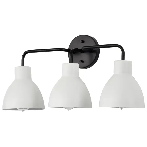 Sloan 3-Light Vanity in Matte Black with White Shade - Image 1