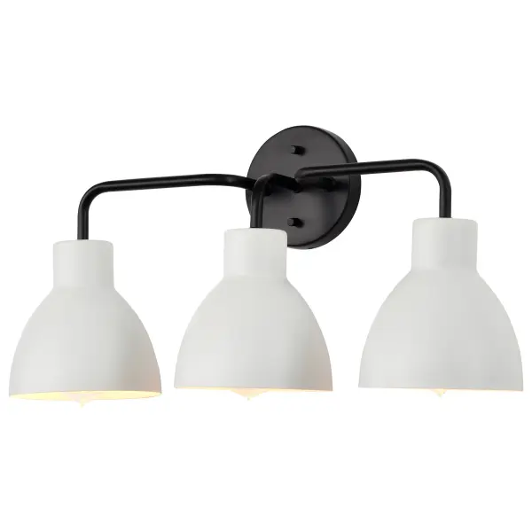 Sloan 3-Light Vanity in Matte Black with White Shade - Image 2
