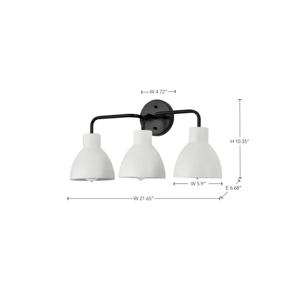 Sloan 3-Light Vanity in Matte Black with White Shade - Image 13