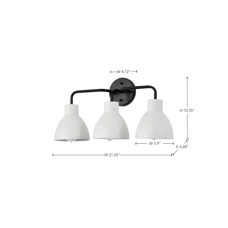 Sloan 3-Light Vanity in Matte Black with White Shade - Image 13