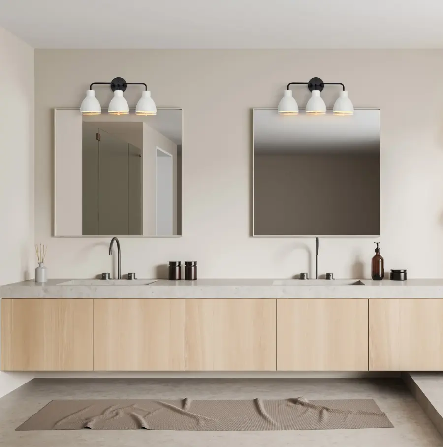 Sloan 3-Light Vanity in Matte Black with White Shade - Image 14