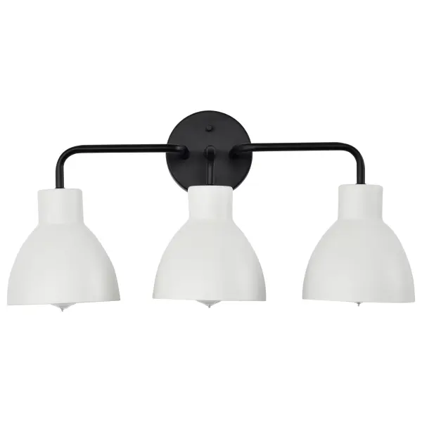Sloan 3-Light Vanity in Matte Black with White Shade - Image 3