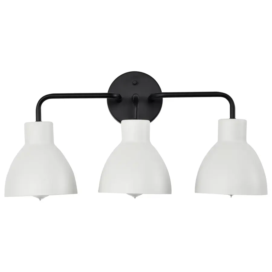 Sloan 3-Light Vanity in Matte Black with White Shade - Image 3