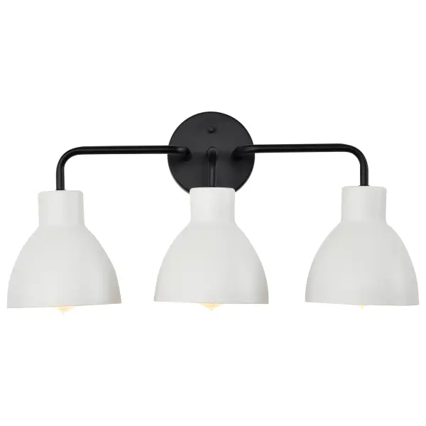 Sloan 3-Light Vanity in Matte Black with White Shade - Image 4