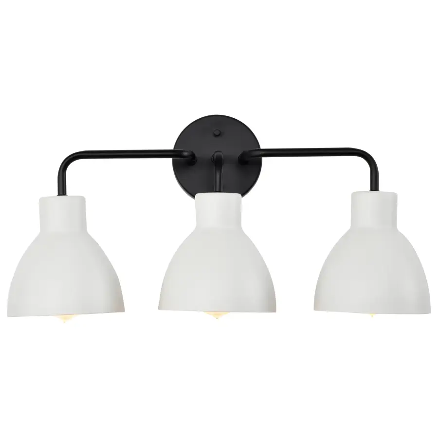 Sloan 3-Light Vanity in Matte Black with White Shade - Image 4