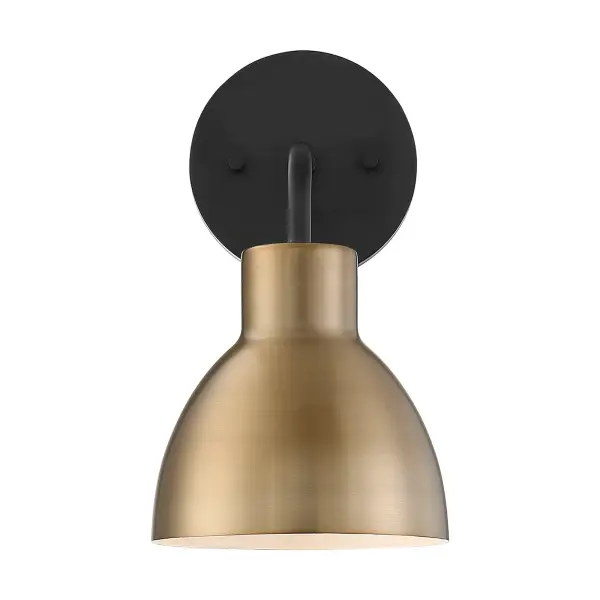 Sloan 1-Light Vanity Sconce in Matte Black and Burnished Brass - Image 1
