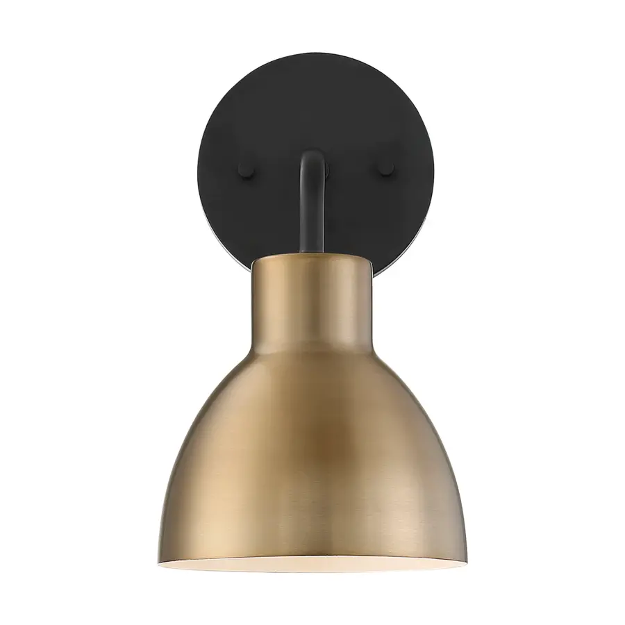Sloan 1-Light Vanity Sconce in Matte Black and Burnished Brass - Image 1