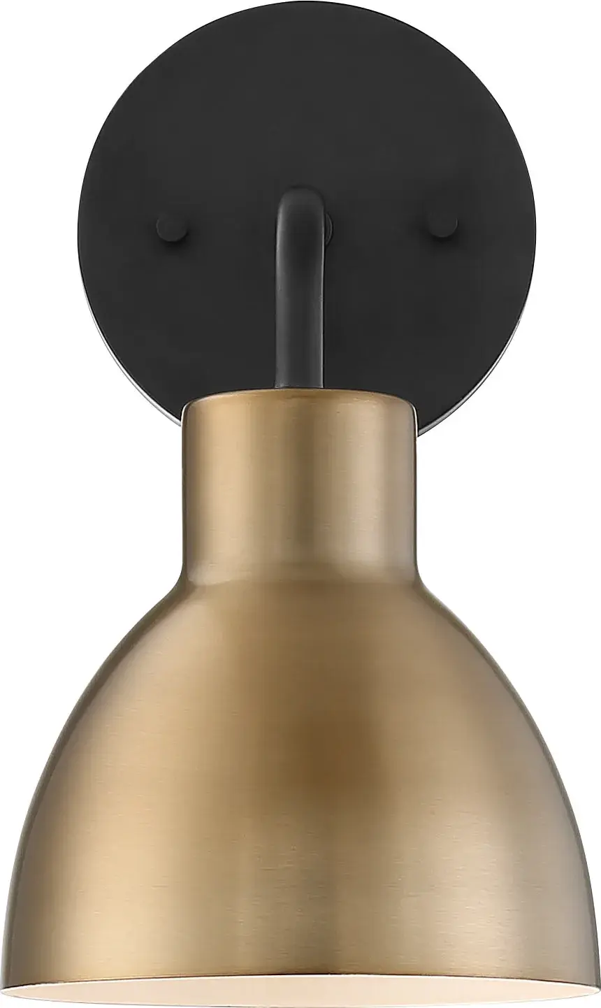Sloan 1-Light Vanity Sconce in Matte Black and Burnished Brass - Image 2