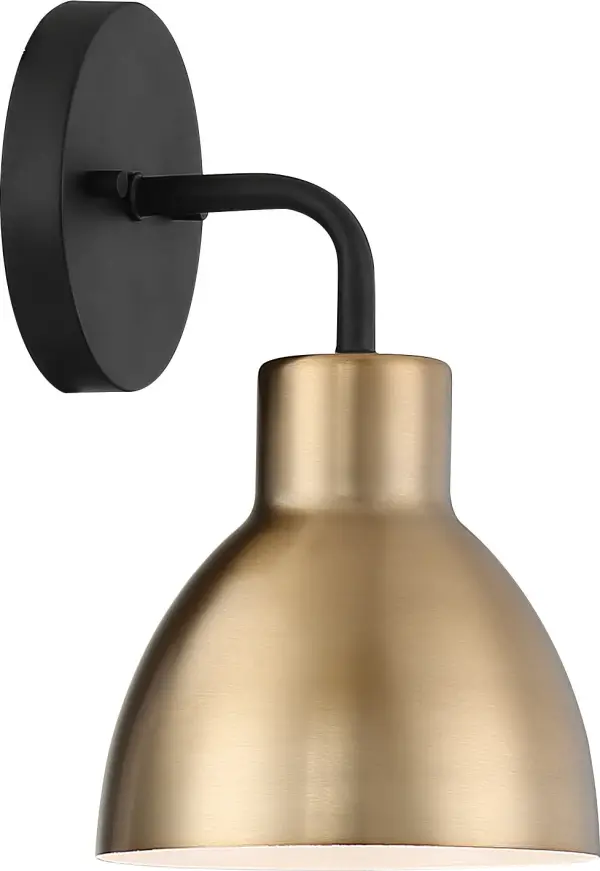 Sloan 1-Light Vanity Sconce in Matte Black and Burnished Brass - Image 4
