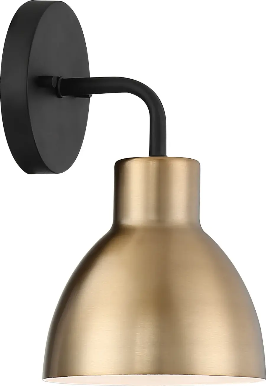 Sloan 1-Light Vanity Sconce in Matte Black and Burnished Brass - Image 4