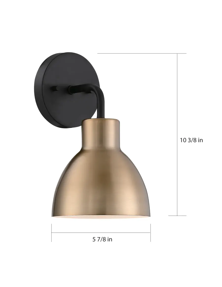 Sloan 1-Light Vanity Sconce in Matte Black and Burnished Brass - Image 6