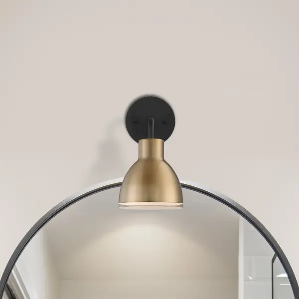 Sloan 1-Light Vanity Sconce in Matte Black and Burnished Brass - Image 10