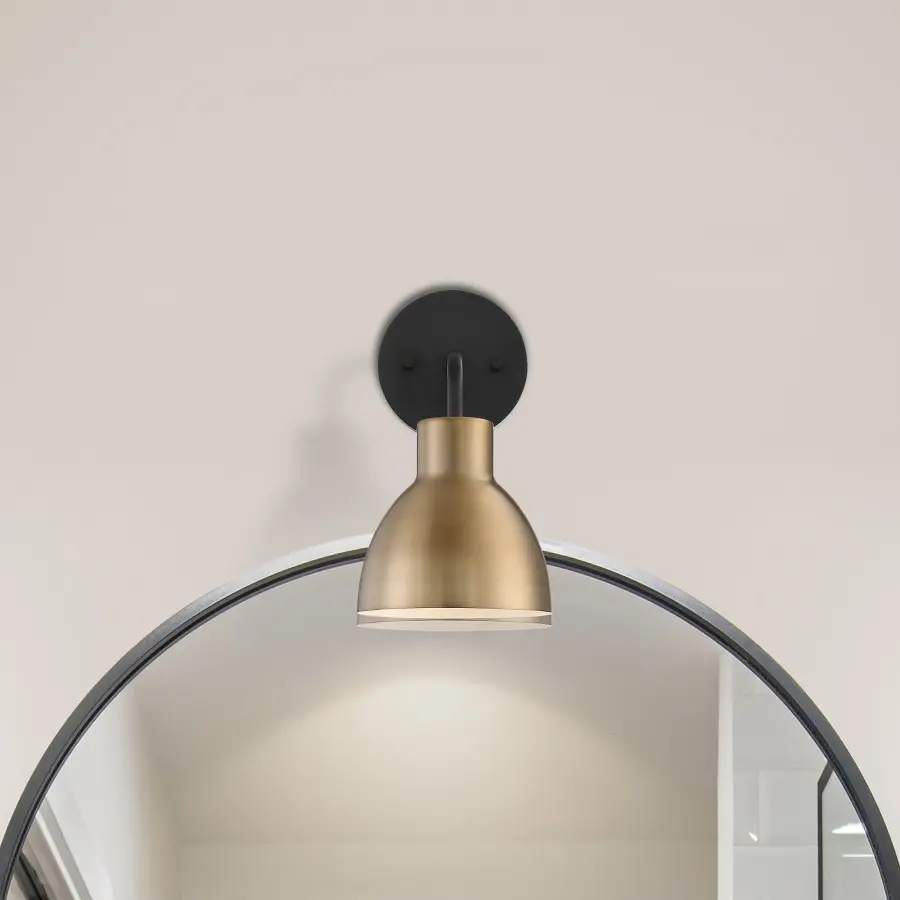 Sloan 1-Light Vanity Sconce in Matte Black and Burnished Brass - Image 10