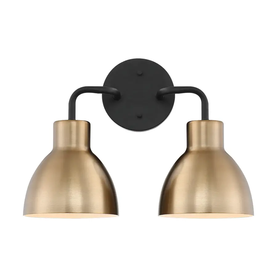 Sloan 2-Light Vanity in Matte Black and Burnished Brass - Image 1