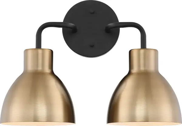 Sloan 2-Light Vanity in Matte Black and Burnished Brass - Image 2