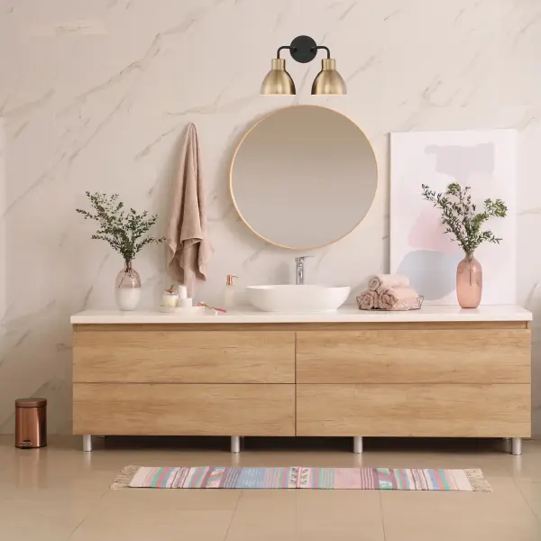 Sloan 2-Light Vanity in Matte Black and Burnished Brass - Image 11