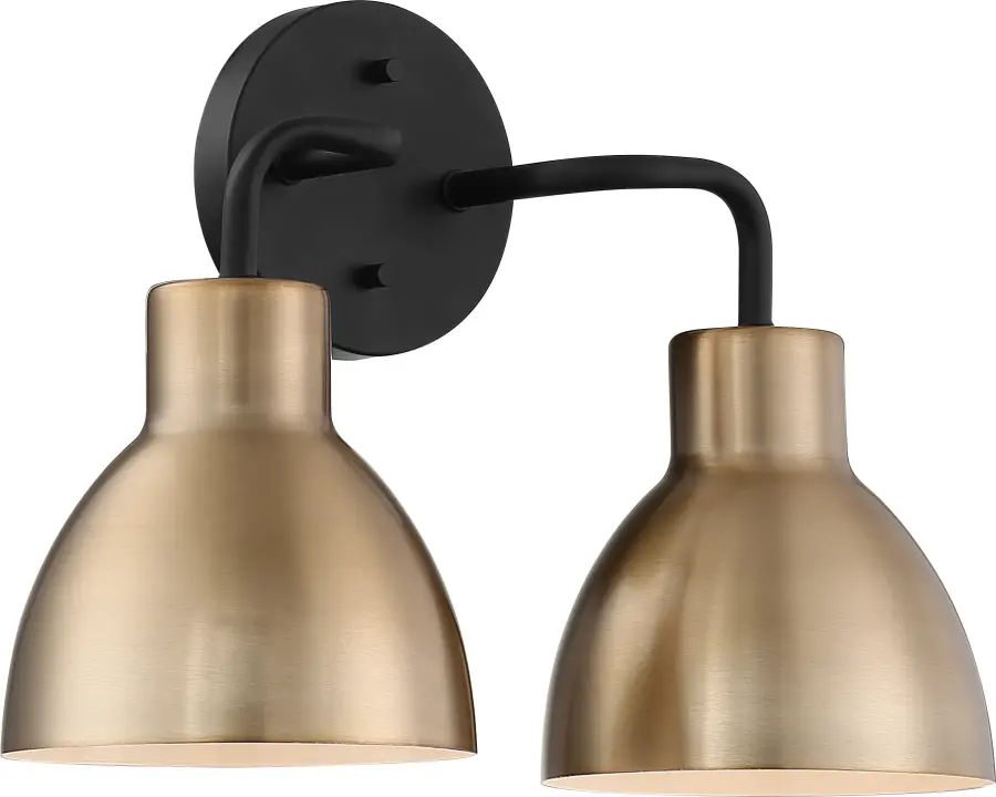 Sloan 2-Light Vanity in Matte Black and Burnished Brass - Image 3