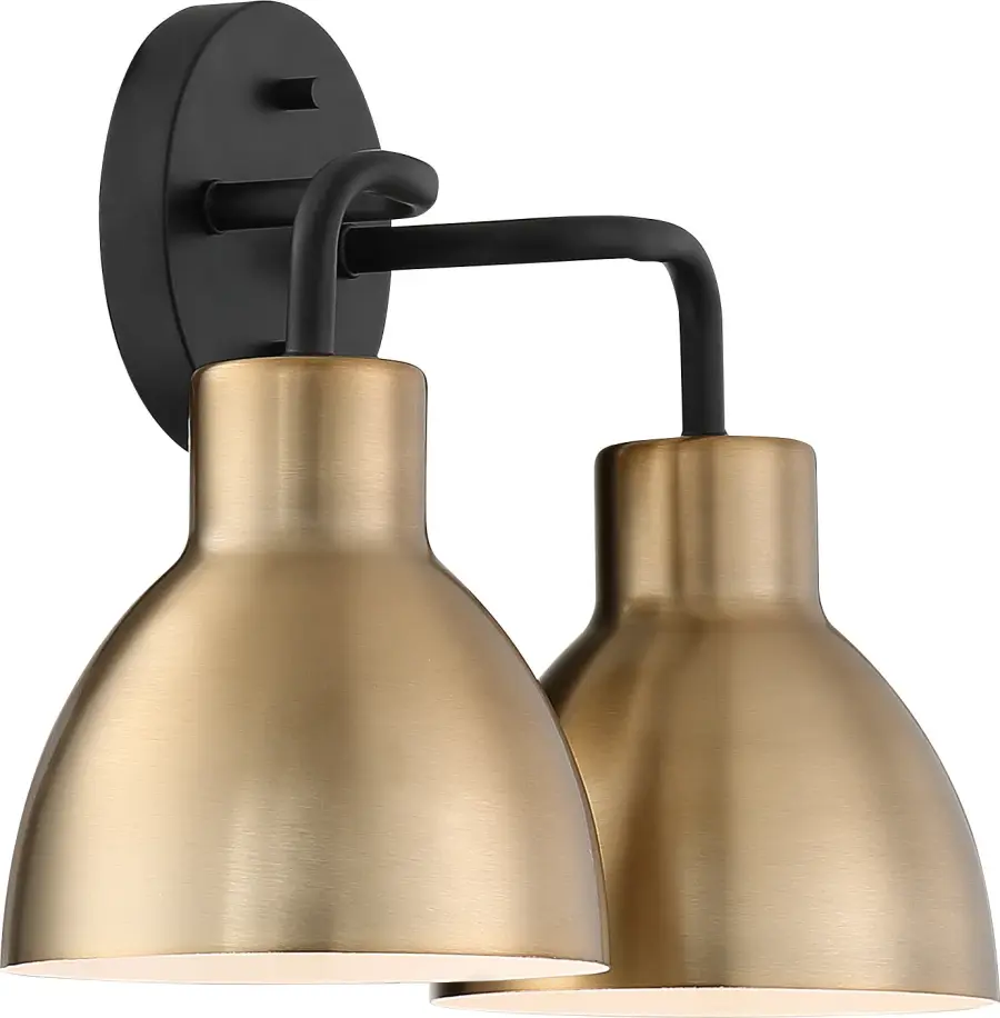 Sloan 2-Light Vanity in Matte Black and Burnished Brass - Image 4