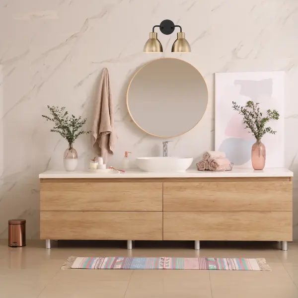 Sloan 2-Light Vanity in Matte Black and Burnished Brass - Image 5