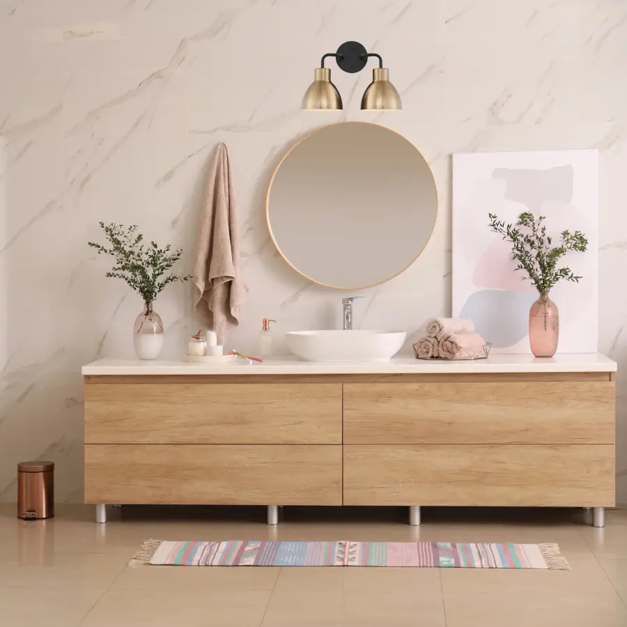 Sloan 2-Light Vanity in Matte Black and Burnished Brass - Image 5