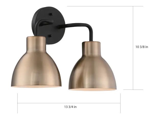 Sloan 2-Light Vanity in Matte Black and Burnished Brass - Image 6