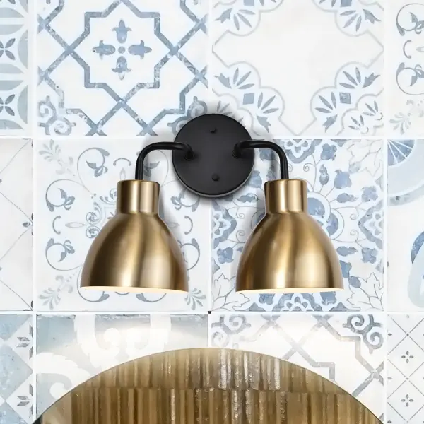 Sloan 2-Light Vanity in Matte Black and Burnished Brass - Image 8