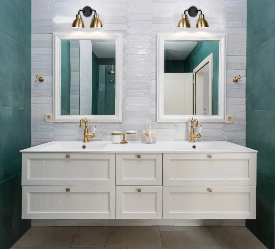 Sloan 2-Light Vanity in Matte Black and Burnished Brass - Image 9