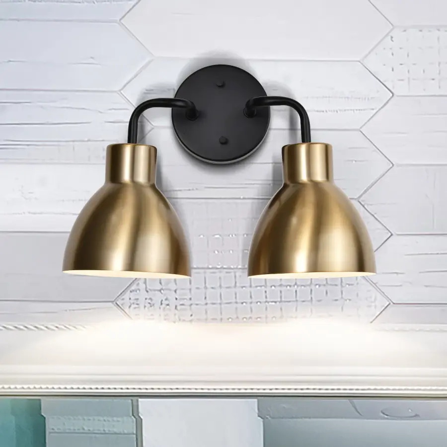Sloan 2-Light Vanity in Matte Black and Burnished Brass - Image 10