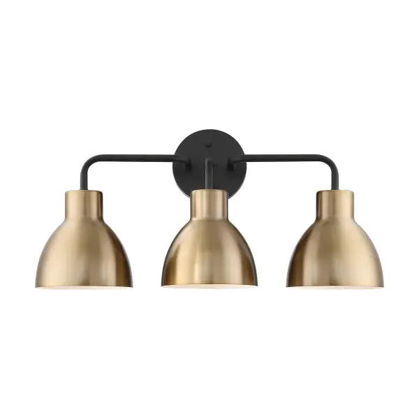 Sloan 3-Light Vanity in Matte Black and Burnished Brass - Image 1