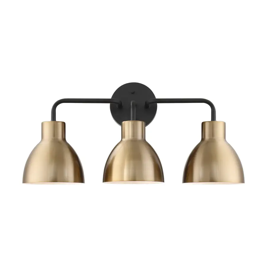 Sloan 3-Light Vanity in Matte Black and Burnished Brass - Image 1