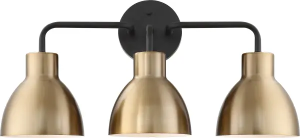 Sloan 3-Light Vanity in Matte Black and Burnished Brass - Image 2