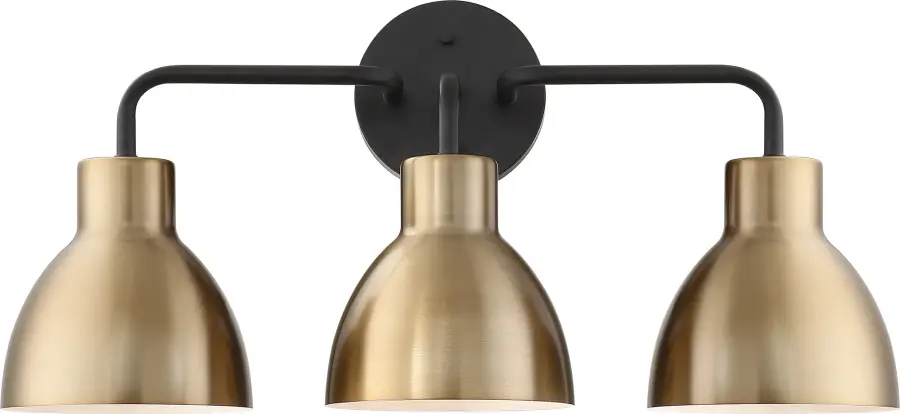 Sloan 3-Light Vanity in Matte Black and Burnished Brass - Image 2