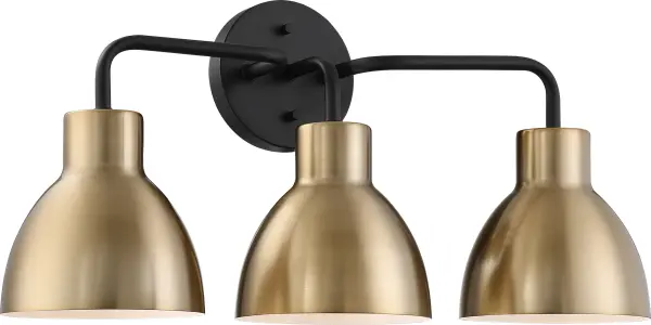 Sloan 3-Light Vanity in Matte Black and Burnished Brass - Image 3