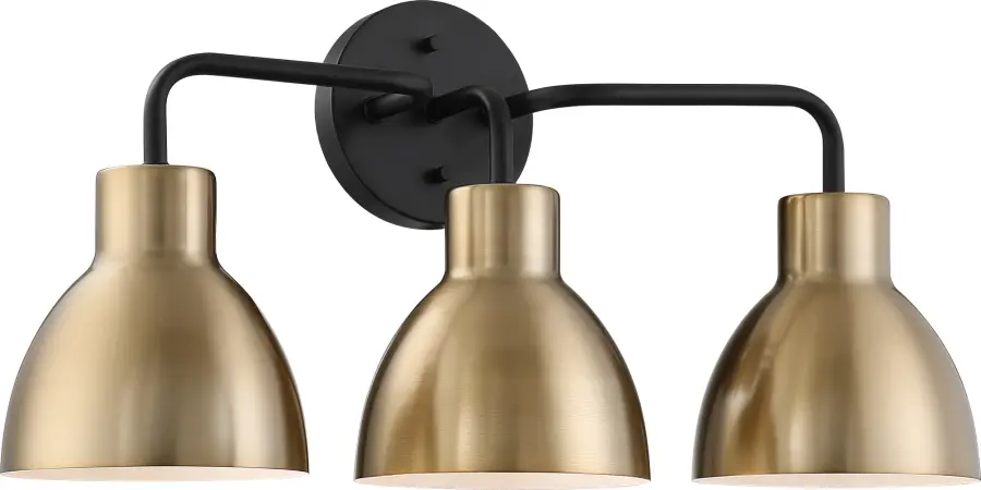 Sloan 3-Light Vanity in Matte Black and Burnished Brass - Image 3
