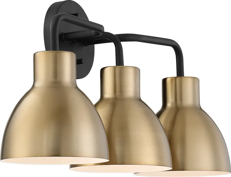 Sloan 3-Light Vanity in Matte Black and Burnished Brass - Image 4