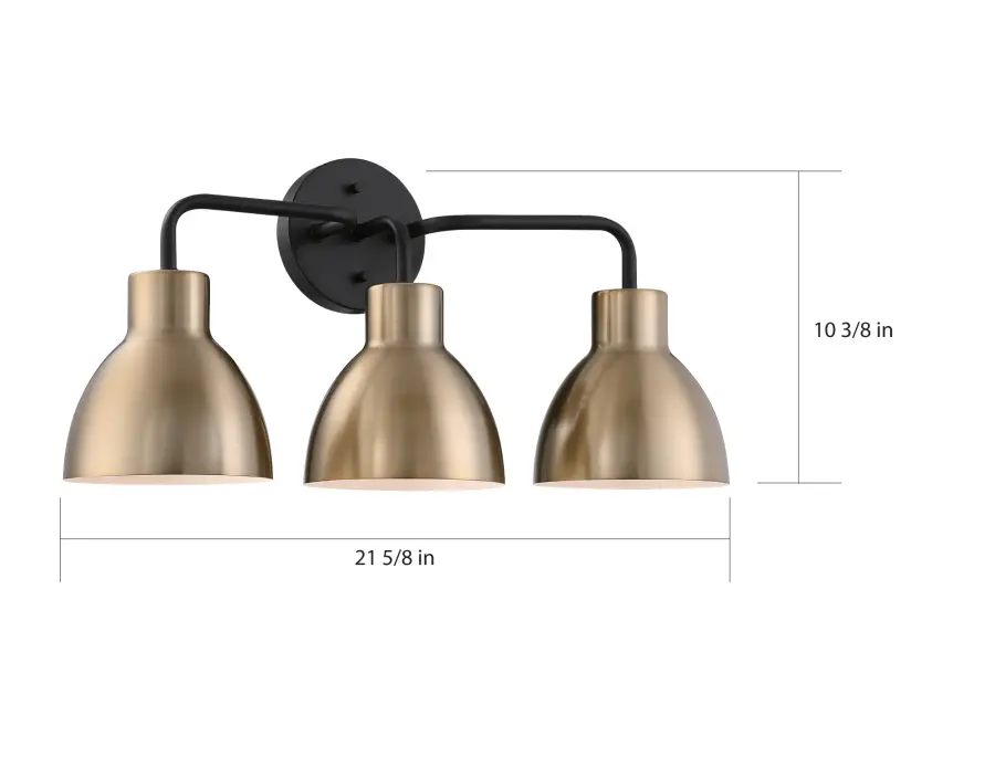 Sloan 3-Light Vanity in Matte Black and Burnished Brass - Image 6