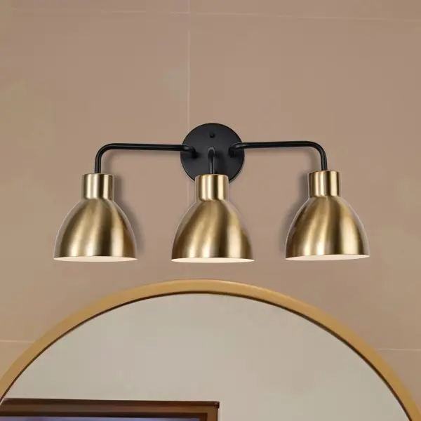 Sloan 3-Light Vanity in Matte Black and Burnished Brass - Image 8