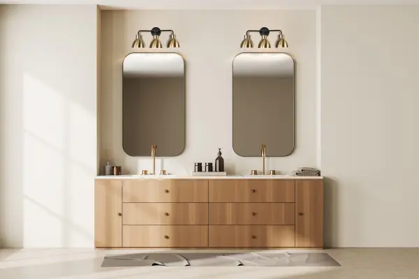 Sloan 3-Light Vanity in Matte Black and Burnished Brass - Image 9