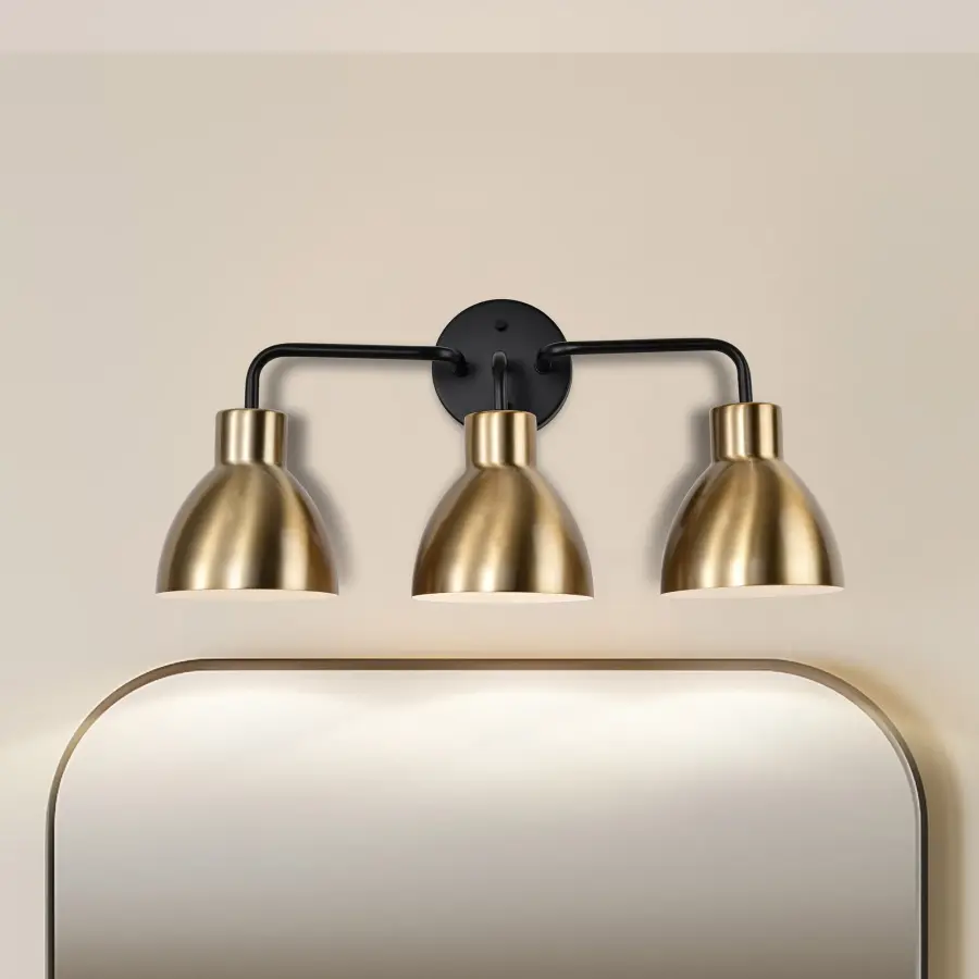 Sloan 3-Light Vanity in Matte Black and Burnished Brass - Image 10