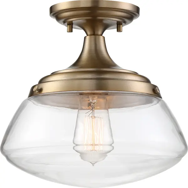Kew Semi-Flush Mount - Burnished Brass with Clear Glass - Image 2