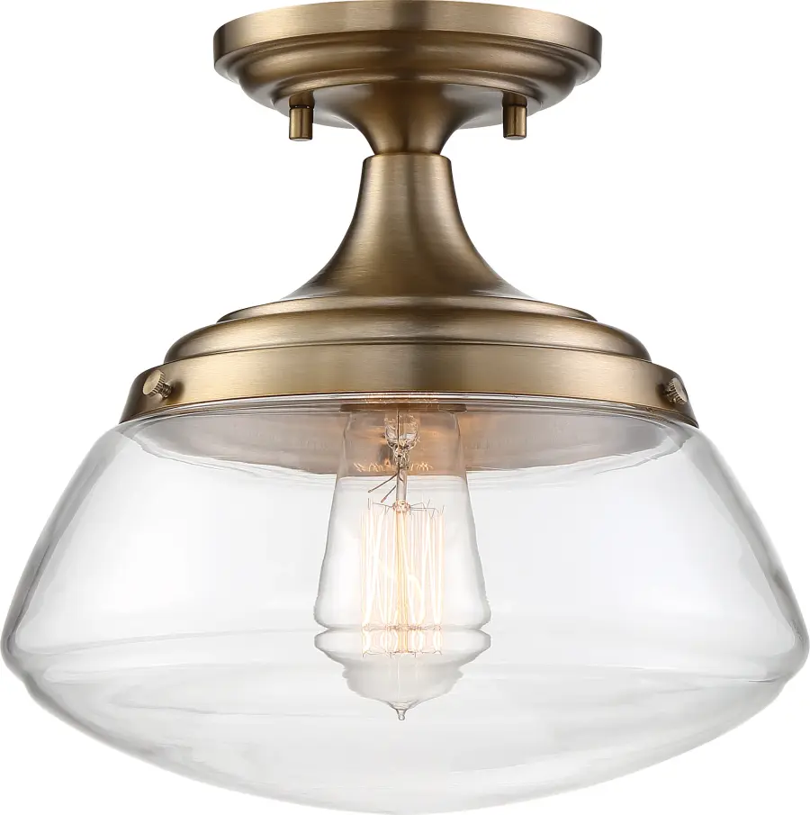 Kew Semi-Flush Mount - Burnished Brass with Clear Glass - Image 2