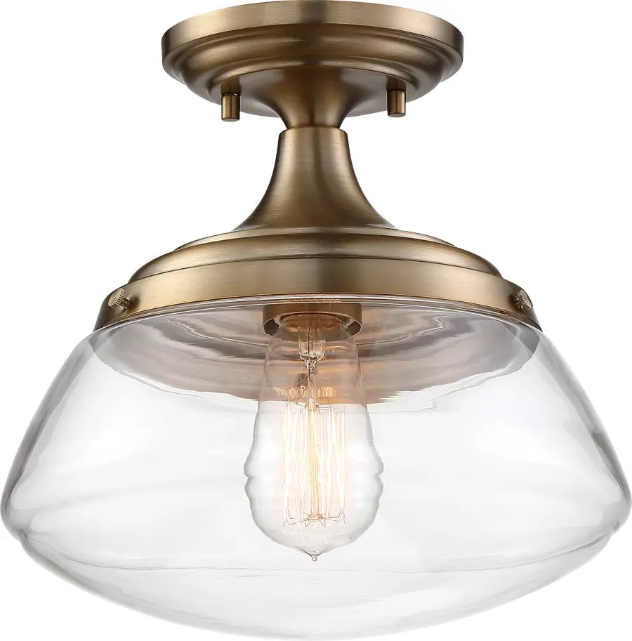 Kew Semi-Flush Mount - Burnished Brass with Clear Glass - Image 3